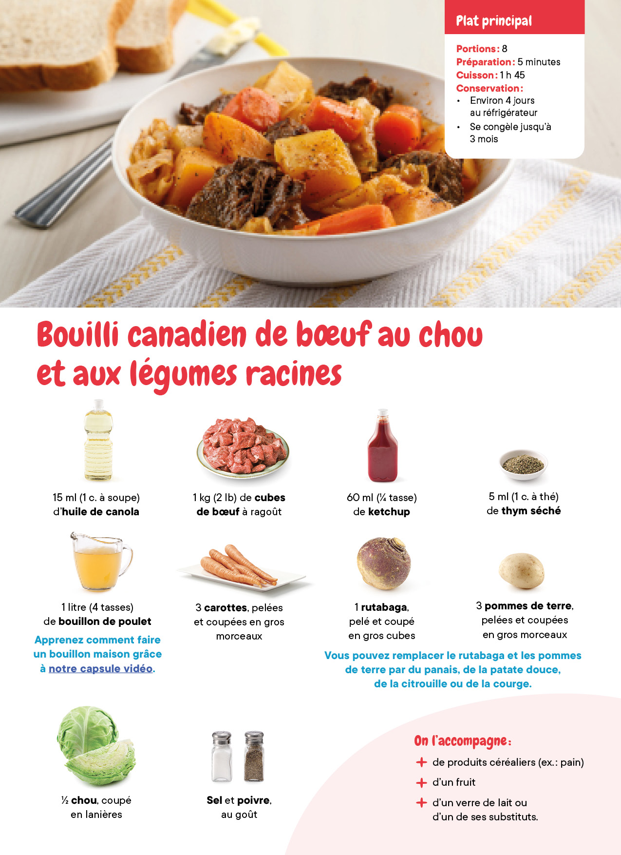 Bouilli Canadien Boeuf Chou Legumes Racines